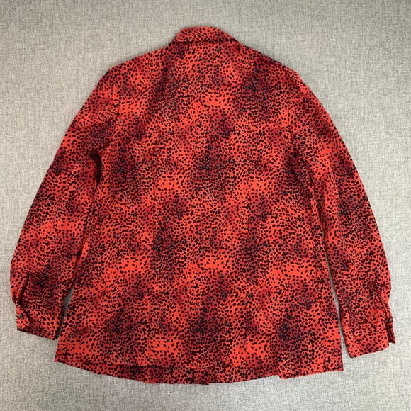 Motherhood Leopard‎ Button Down Blouse Red Black Small Long Sleeve Collared - Picture 11 of 13
